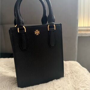 Tory Burch Black Mini Tote with Gold Hardware